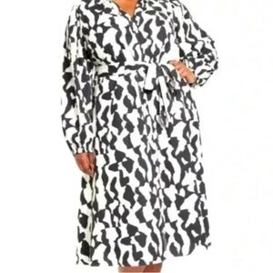 Ava and Viv long dress black white graphic print ballon sleeves sz 2X good cond